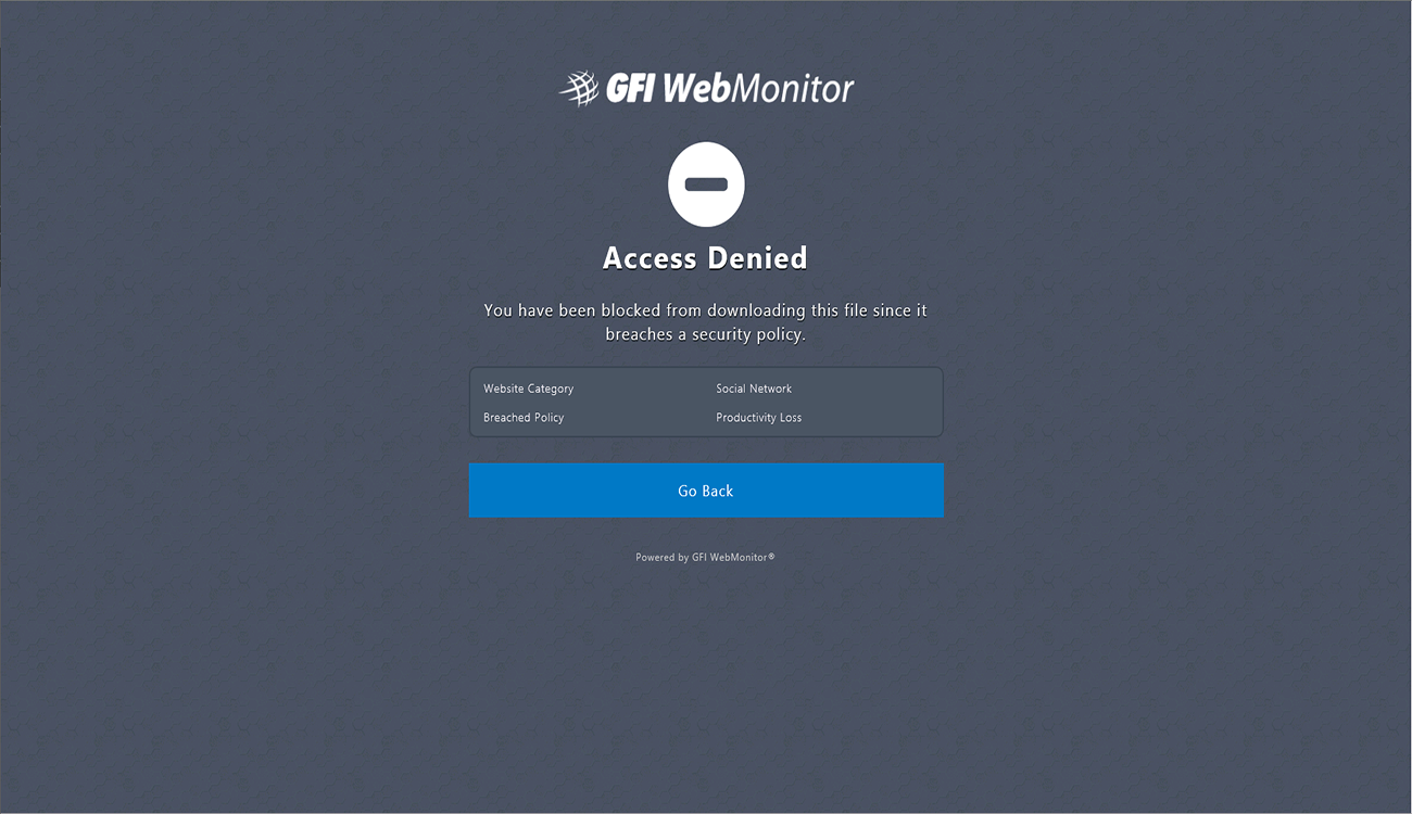 Hard blocking page
